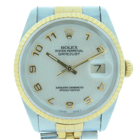 ROLEX Datejust 36 (Dial Oxidised) Automatic Watch 16233 Stainless Steel Beige