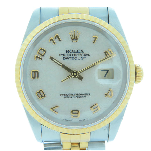 ROLEX Datejust 36 (Dial Oxidised) Automatic Watch 16233 Stainless Steel Beige