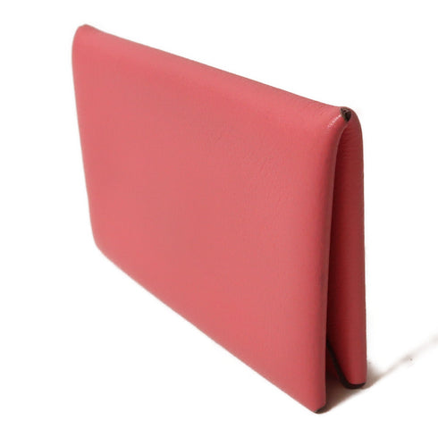 HERMES PHW Calvi Card Holder Evercolor Leather Rose Lipstick