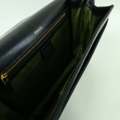 GUCCI GG GHW Shoulder Bag 589471 Calfskin Leather Black