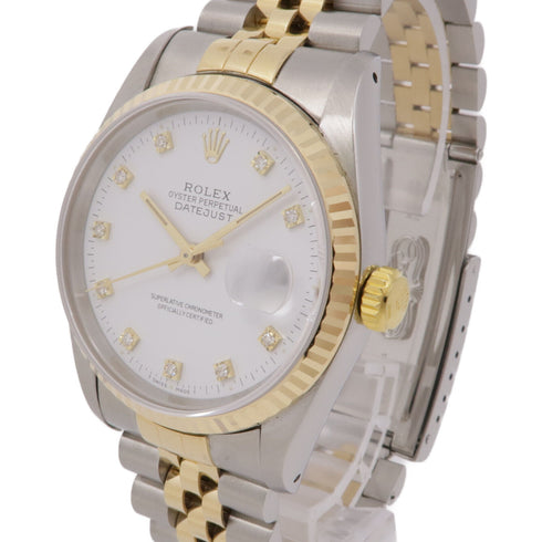 ROLEX Datejust 36mm 16233SG Automatic Watch 18K YG Stainless Steel Diamond White