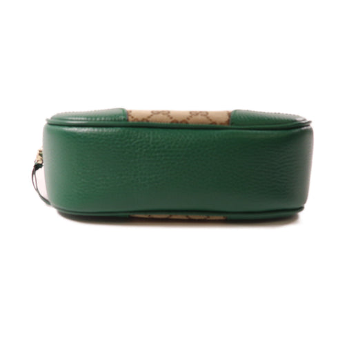 GUCCI GHW GG Bree Shoulder Bag Crossbody 449413 Canvas Leather Brown Green