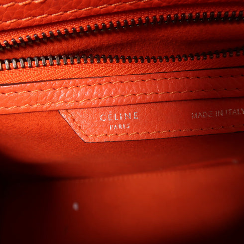CELINE Micro Luggage Hand Bag Calfskin Leather Red