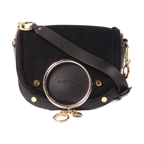 SEE BY CHLOE SHW/GHW Shoulder Bag Handbag Calfskin Leather Black