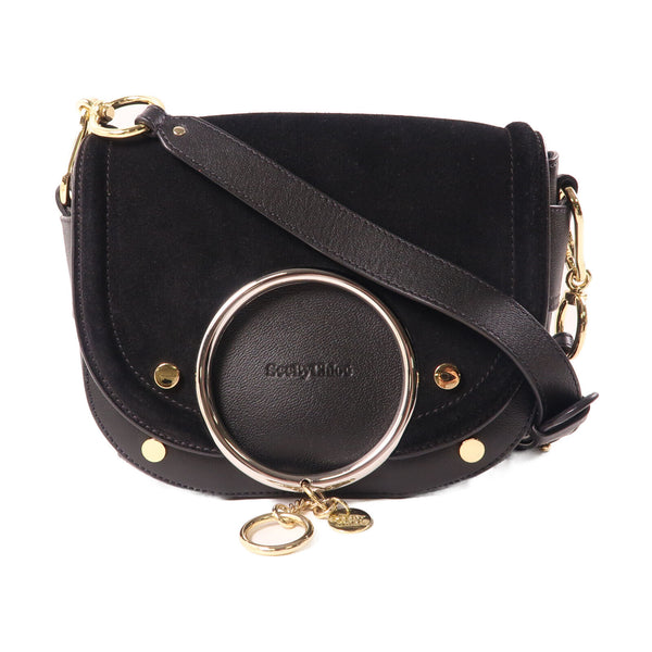 SEE BY CHLOE SHW/GHW Shoulder Bag Handbag Calfskin Leather Black