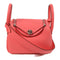 HERMES PHW Mini Lindy Shoulder Bag Taurillon Clemence Leather Rose Azalee/Pink