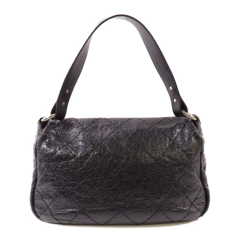 CHANEL CC SHW Shoulder Bag Calfskin Leather Black