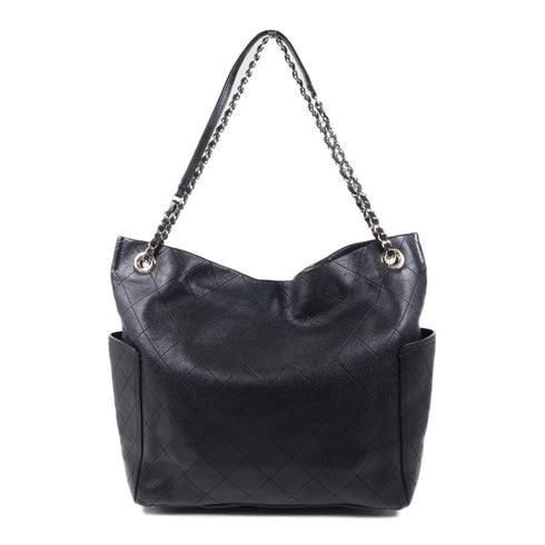 CHANEL CC SHW Chain Shoulder Bag Calfskin Leather Black v10