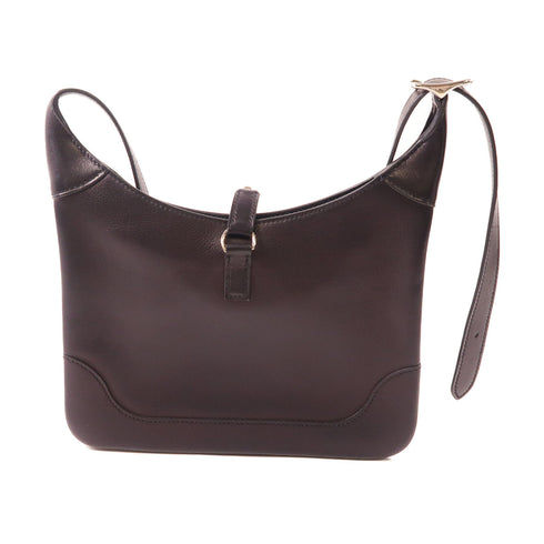 HERMES PHW Trim 24 Shoulder Bag Evergrain Leather Noir Black