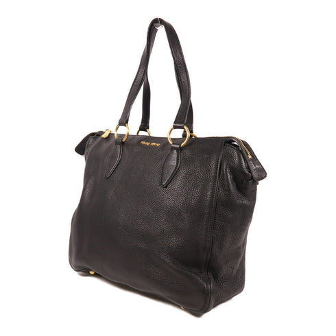 Miu Miu GHW Hand Bag/Tote Bag Calfskin Leather Black