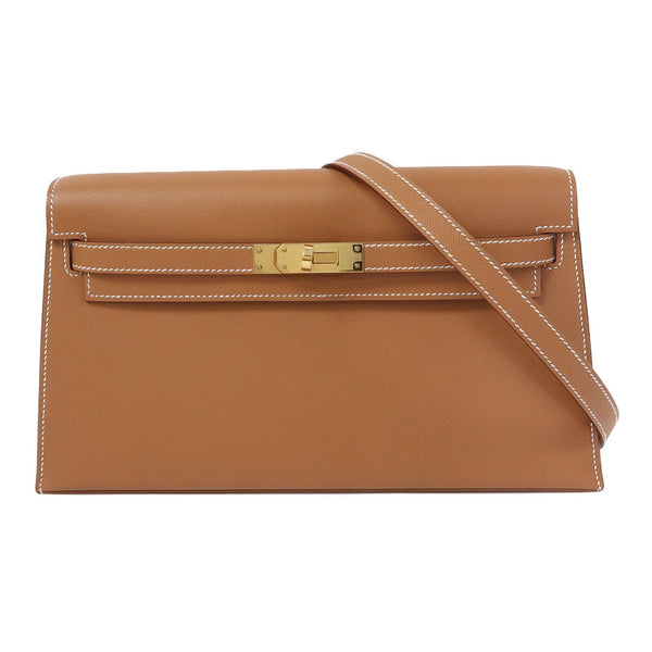 HERMES GHW Kelly Elan Shoulder Bag Veau Madame Leather Gold