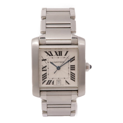 CARTIER Tank Francaise 2302 Automatic Watch Stainless Steel White v1