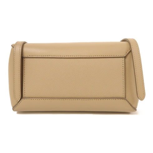 CELINE GHW Nano Belt Bag 2 Way Shoulder Handbag Calfskin Leather Beige