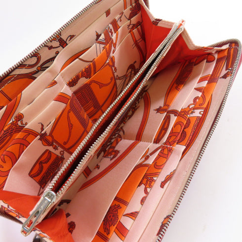 HERMES PHW Silk'In Classique Long Wallet Round Wallet Epsom Leather Red