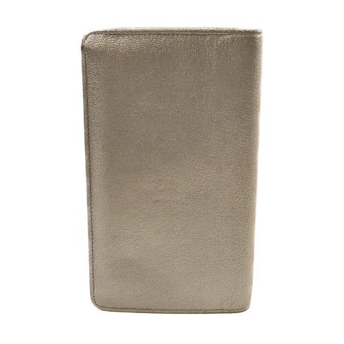 CHANEL CC SHW Long Wallet Lambskin Leather Gray