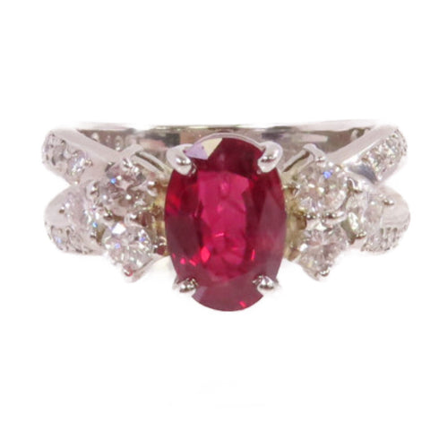 FINE JEWELRY 1.961ct Ruby 0.7ct Diamond Ring PT900 Platinum US#6.25