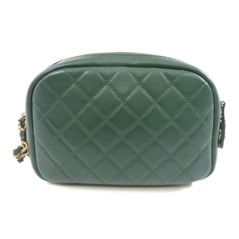 CHANEL Quilted CC GHW Chain Shoulder Bag Calfskin Leather Green