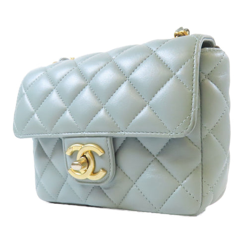 CHANEL Quitled CC GHW Mini Flap Shoulder Bag AS3738 Lambskin Leather