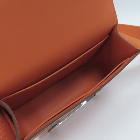 HERMES PHW Geta Shoulder Bag Chevre Leather Stamp U Orange