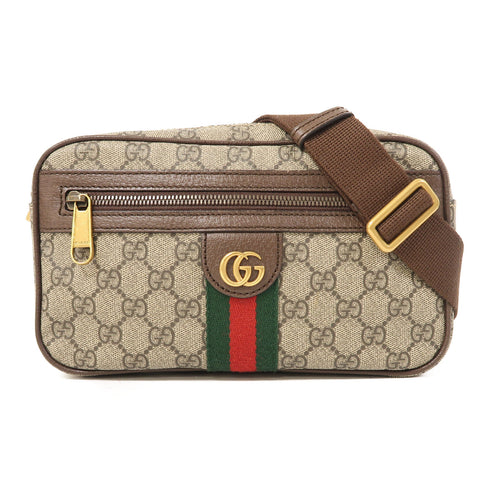 GUCCI GG GHW Waist Bag Coated Canvas Brown