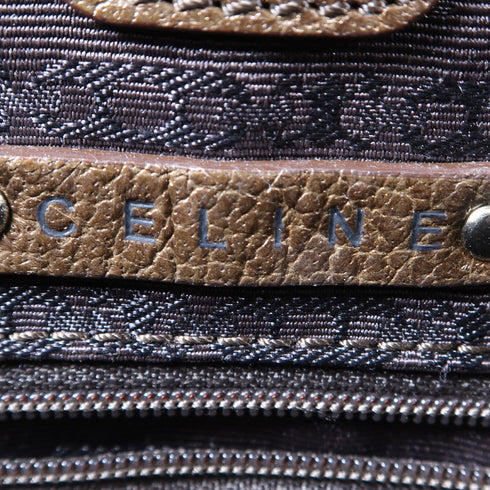 CELINE SHW 2 Way Shoulder Bag Handbag Calfskin Leather Brown