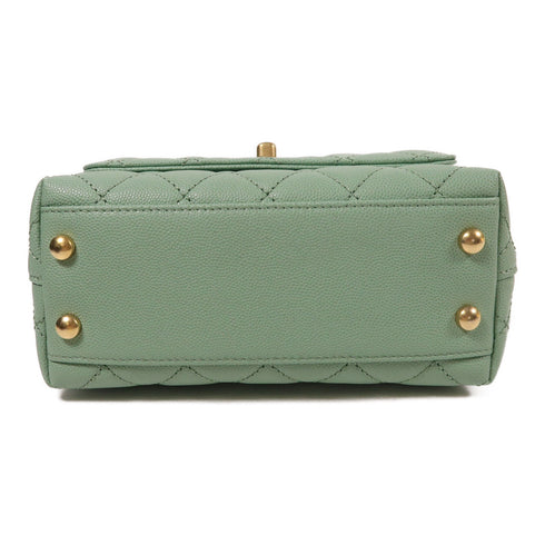 CHANEL CC GHW Coco Handle 2 Way Chain Shoulder Bag Handbag Calfskin Leather