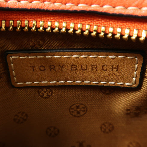 Tory Burch GHW Shoulder Bag Calfskin Leather Orange