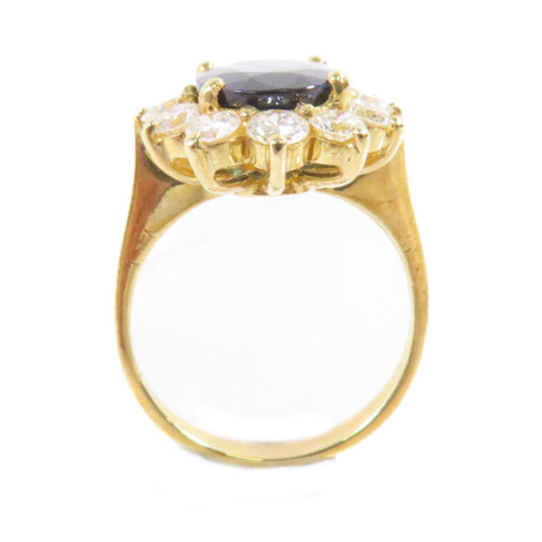 FINE JEWELRY Sapphire Diamond Ring US#6 18K Yellow Gold