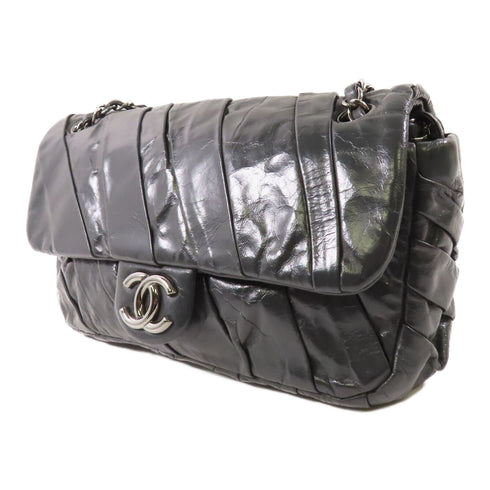 CHANEL CC SHW Chain Shoulder Bag Leather Gray