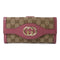 GUCCI GG GHW Interlocking Long Wallet 282426 Canvas Leather Brown Pink