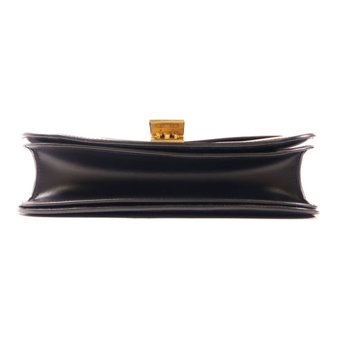CELINE GHW Classic Box Shoulder Bag Calfskin Leather Black