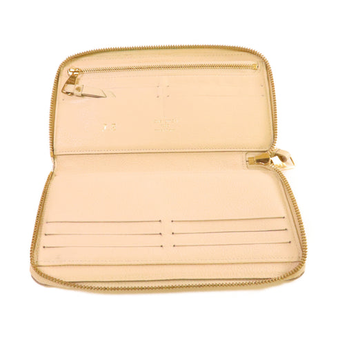 LOUIS VUITTON LV GHW Round Long Wallet Monogram Empreinte Beige