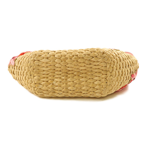 Miu Miu GHW Handbag Straw Leather Beige Pink