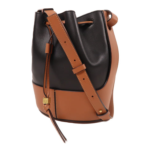 LOEWE GHW Balloon Shoulder Bag Calfskin Leather Black/Brown