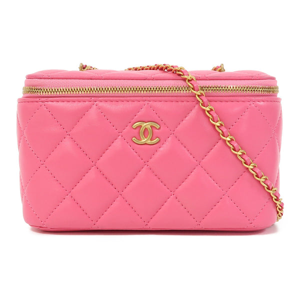 CHANEL Quilted CC GHW Chain Shoulder Bag Calfskin Leather Pink v3