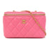 CHANEL Quilted CC GHW Chain Shoulder Bag Calfskin Leather Pink v3