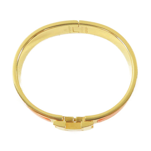 HERMES Clic H Bracelet Bangle Enamel/Metal Orange/Gold