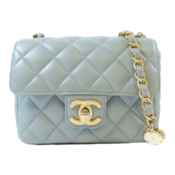 CHANEL Quitled CC GHW Mini Flap Shoulder Bag AS3738 Lambskin Leather