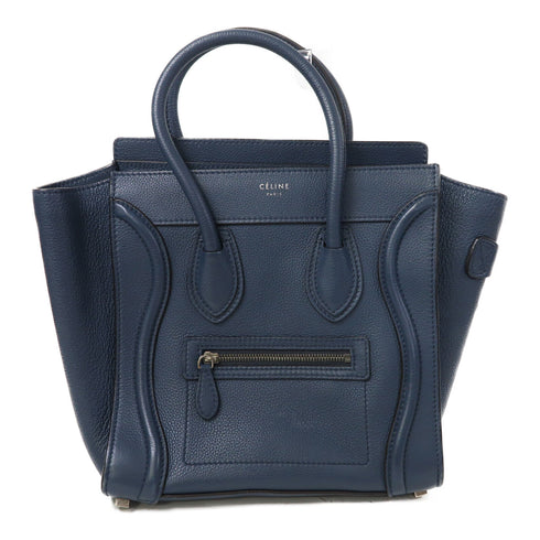 CELINE SHW Luggage Handbag Calfskin Leather Blue v1