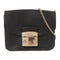 Furla GHW Chain Shoulder Bag Calfskin Leather Black