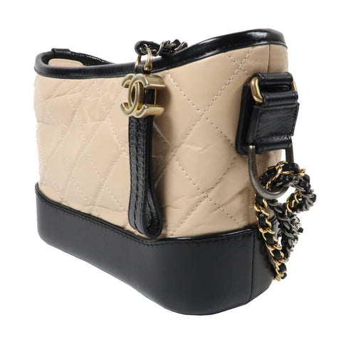 CHANEL Quilted CC GHW Small Gabrielle Chain Shoulder Bag A91810 Aged Leather