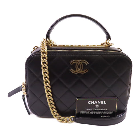 CHANEL CC GHW ChainShoulder Hand Bag Lambskin Leather Black