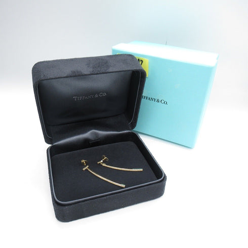 TIFFANY&CO 0.21ct T Wire Bar Diamond Earrings 18K Yellow Gold