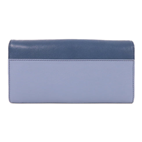 Chloe GHW Long Wallet Lambskin Leather Navy/Light Blue