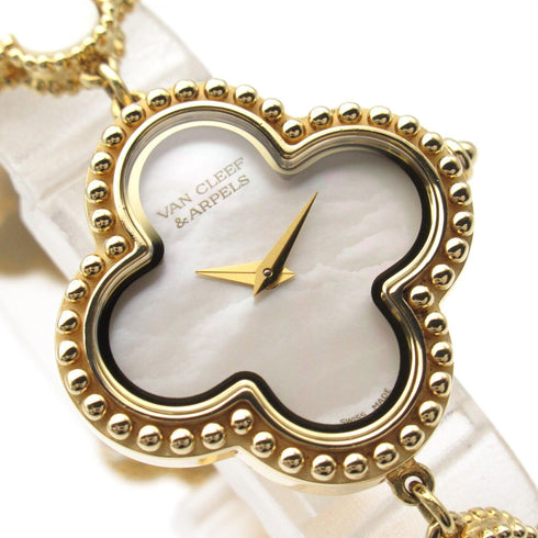 Van Cleef & Arpels Alhambra Quartz Watch VCARD68000 18K Yellow Gold White