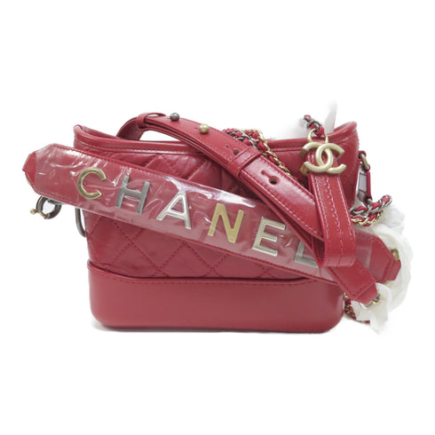 CHANEL Quilted CC Gabrielle Small Chain Shoulder Bag Calfskin Leather A91810 Red