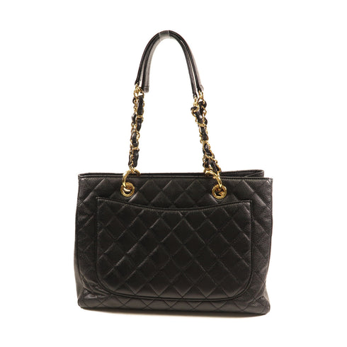 CHANEL CC GHW GST Grand Shopping Tote Chain Shoulder Bag Calfskin Leather