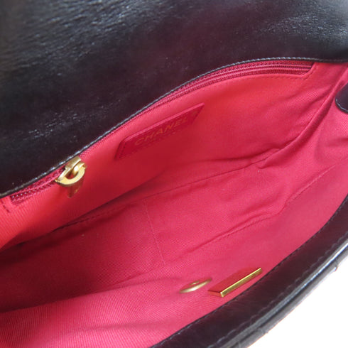 CHANEL Quilted CC GHW Pearl Flap Bag Chain Shoulder Bag Calfskin Leather Black