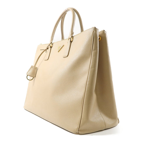 PRADA GHW Handbag BN1802 Saffiano Leather Light Brown