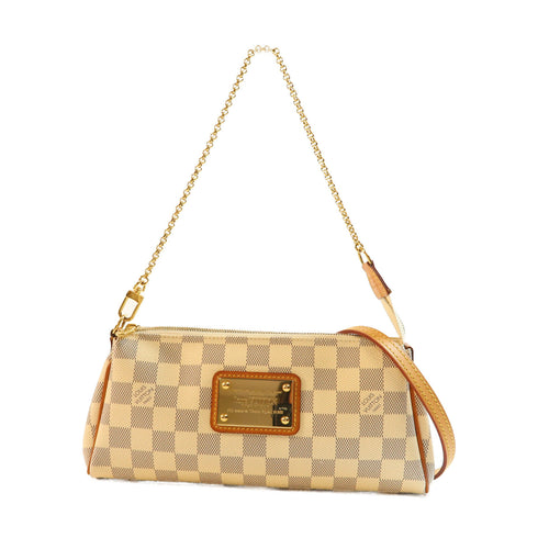 LOUIS VUITTON LV GHW Eva Chain Shoulder Hand Bag Damier Azur N55214 White